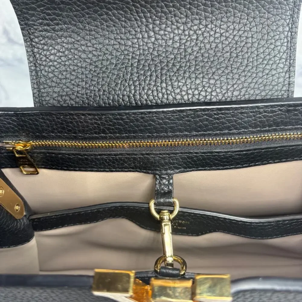 LOUIS VUITTON Capucines MM Black Taurillon Leather Ltd Edition Handle COA Dusty